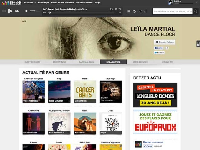 Ecouter de la musique en ligne avec Deezer...
