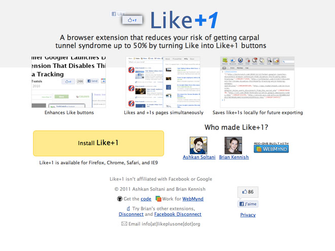 Like+1, Facebook et Google +1 dans le même bouton !