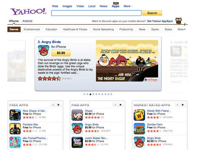  Yahoo vous aide à trouver des applications pour iOS et Android