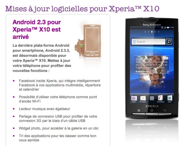 Google Android 2.3 est arrivé sur le Xperia X10 !