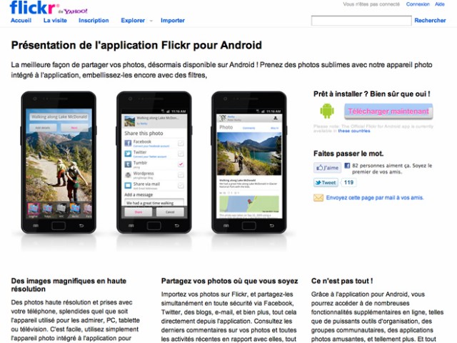 Flickr : l'application officielle disponible sur Android
