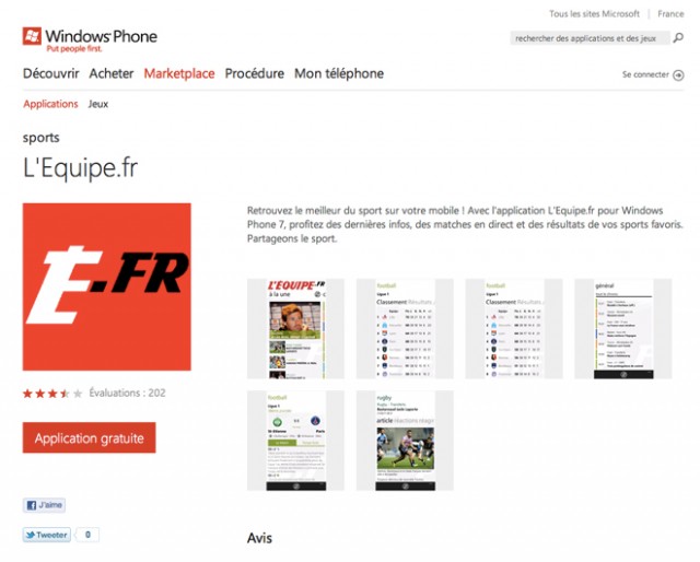 Le Marketplace de Windows Phone 7 déboule sur le web