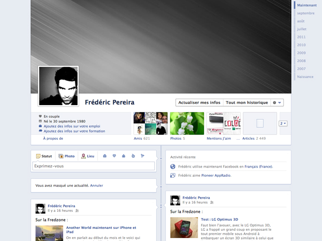 Facebook : nouveau profil, nouveau graph social et musique pour tout le monde !