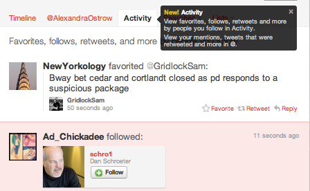 Twitter Activity, un nouvel onglet pour surveiller l'activité de vos amis