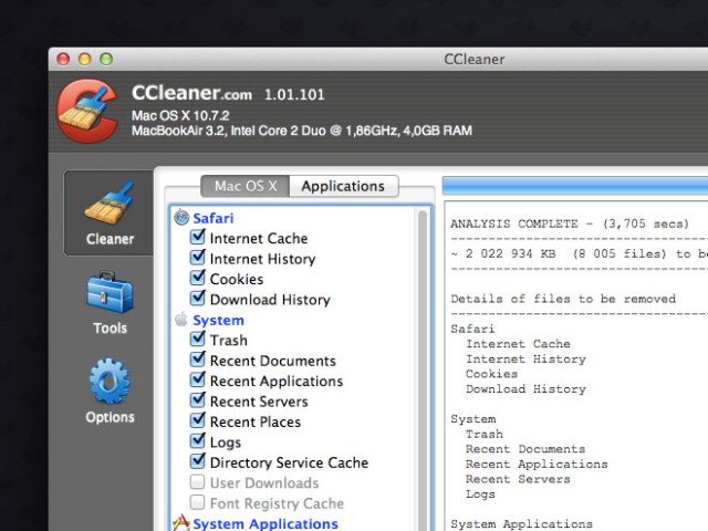 CCleaner est disponible sur Mac OS