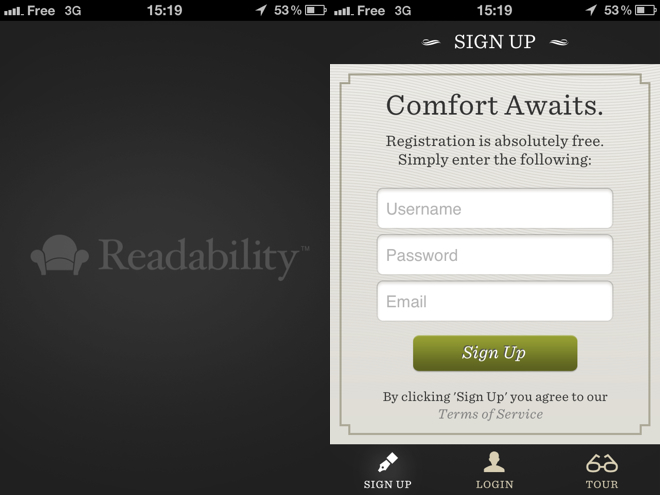 Readability est disponible sur iOS