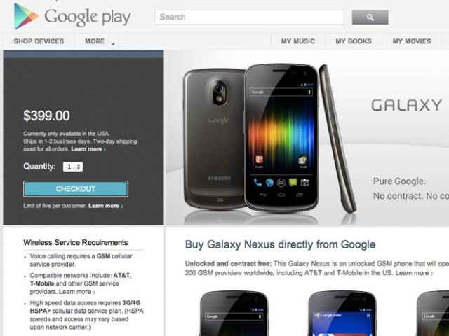 Le Google Galaxy Nexus à 399 $... uniquement aux Etats-Unis