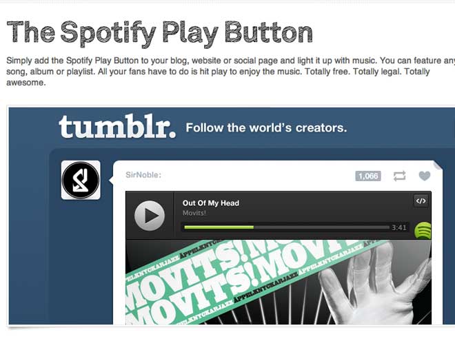  Spotify : enfin un lecteur exportable pour sites et blogs