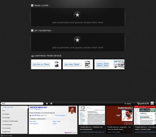 Yahoo Axis, un nouveau navigateur web sur iOS
