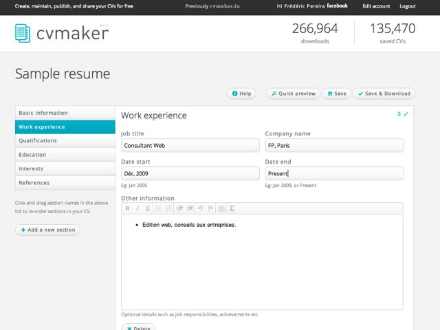 CVMaker : créer et gérer facilement ses CV en ligne