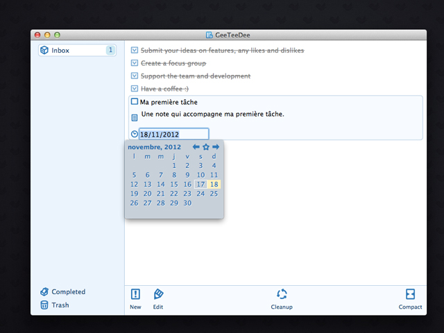 GeeTeeDee, un gestionnaire de tâches simple et gratuit