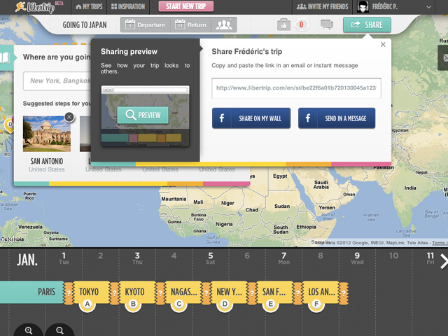 Libertrip : le partage vers Facebook