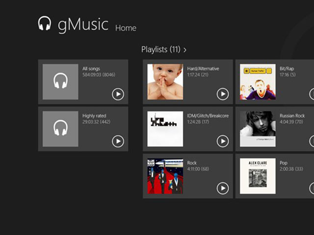 gMusic, Google Music sur Windows 8