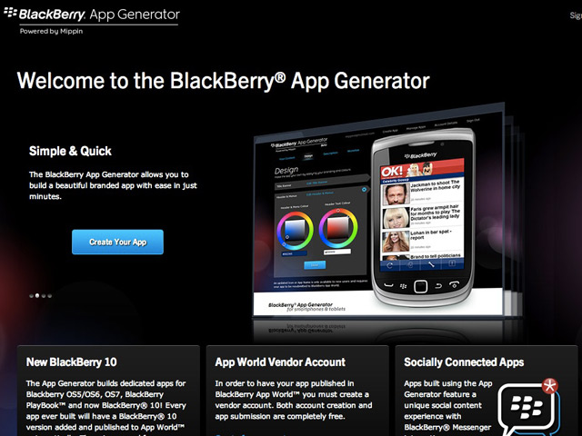 Créer une application mobile de son site pour BlackBerry 10