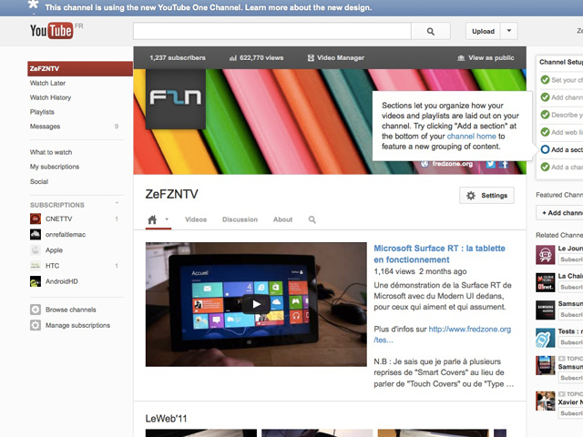 YouTube : la nouvelle interface des chaines pour tout le monde