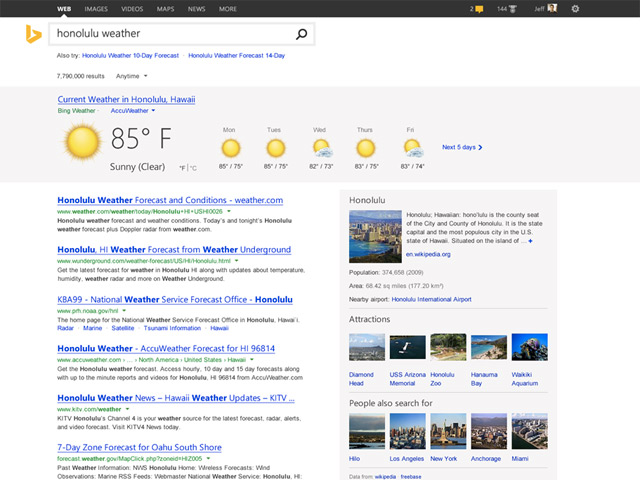  Bing.com : une nouvelle version, uniquement pour les internautes sous Windows 8.1