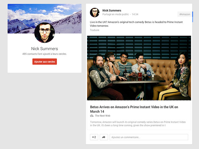 Nouvelle présentation liens Google+