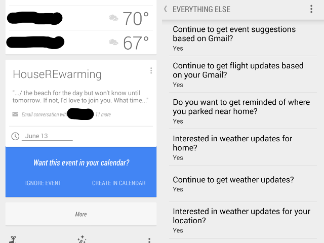 Google Now relie Agenda et Gmail