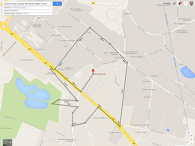 Calcul distance Google Maps