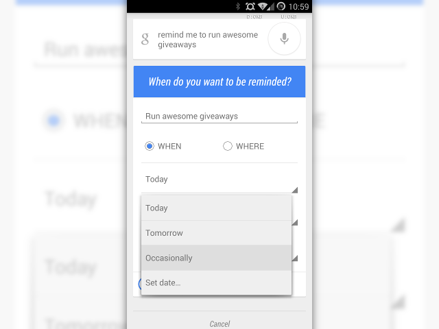 Google Now intègre les rappels occasionnels