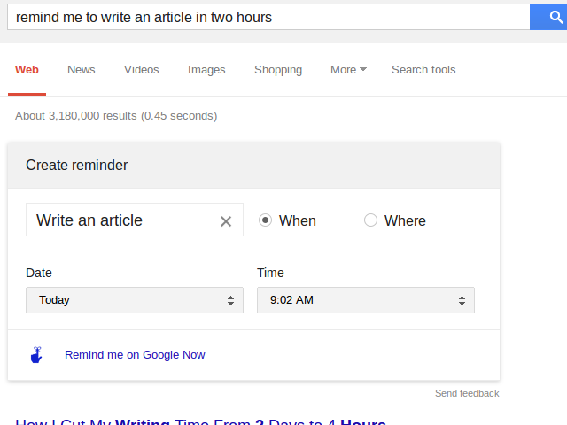 Les rappels Google Now dans Search