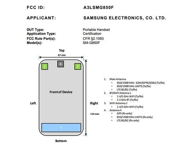 Samsung Galaxy Alpha FCC