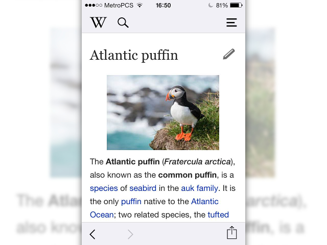 Wikipédia sur iOS