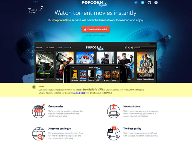 popcorn time 4.4 for android popcorn time 4.4 for android