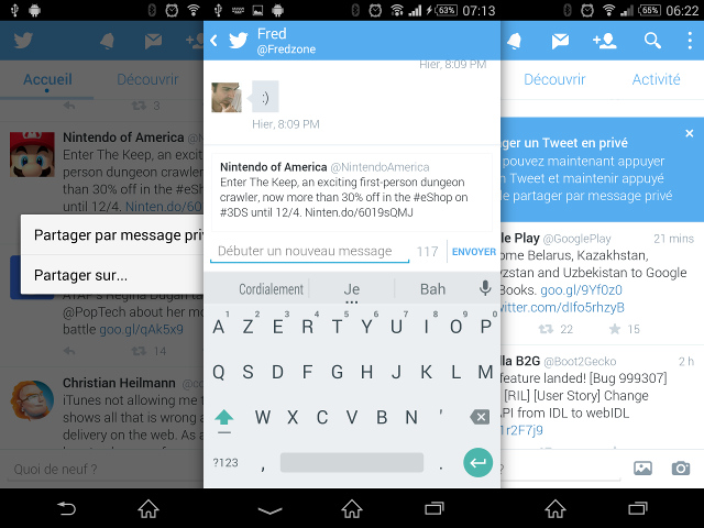 Le partage de tweets via messages privés