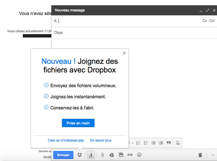 Dropbox dans Gmail