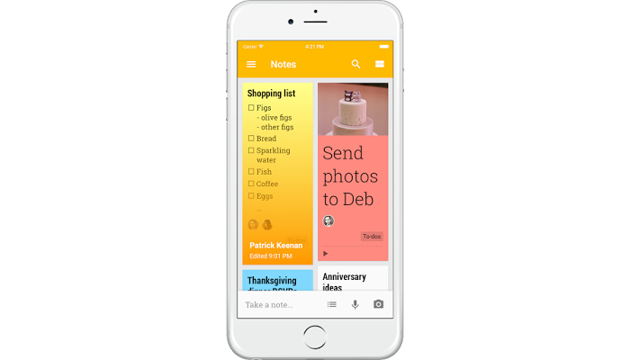 Google Keep pour iOS