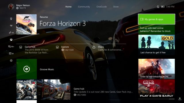 Xbox One interface Update