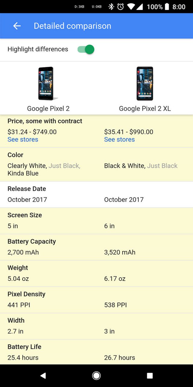 Comparateur Google : capture 3