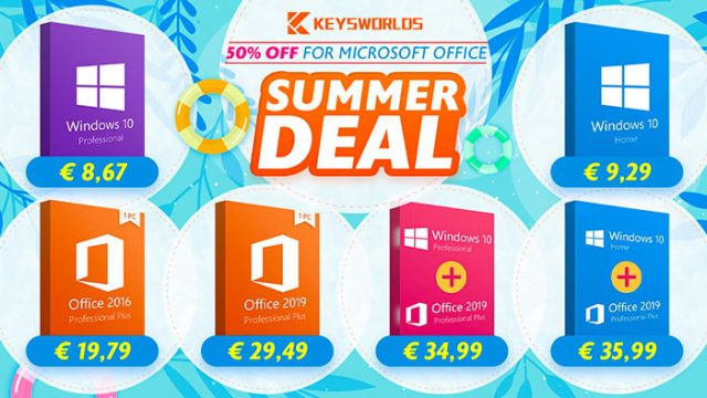 Keysworlds propose pas mal de promos intéressantes sur les clés de Windows 10 et d'Office