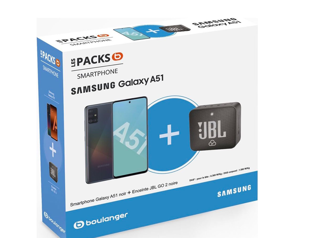 Boulanger propose une belle réduction sur un pack regroupant un Galaxy A51 et une enceinte