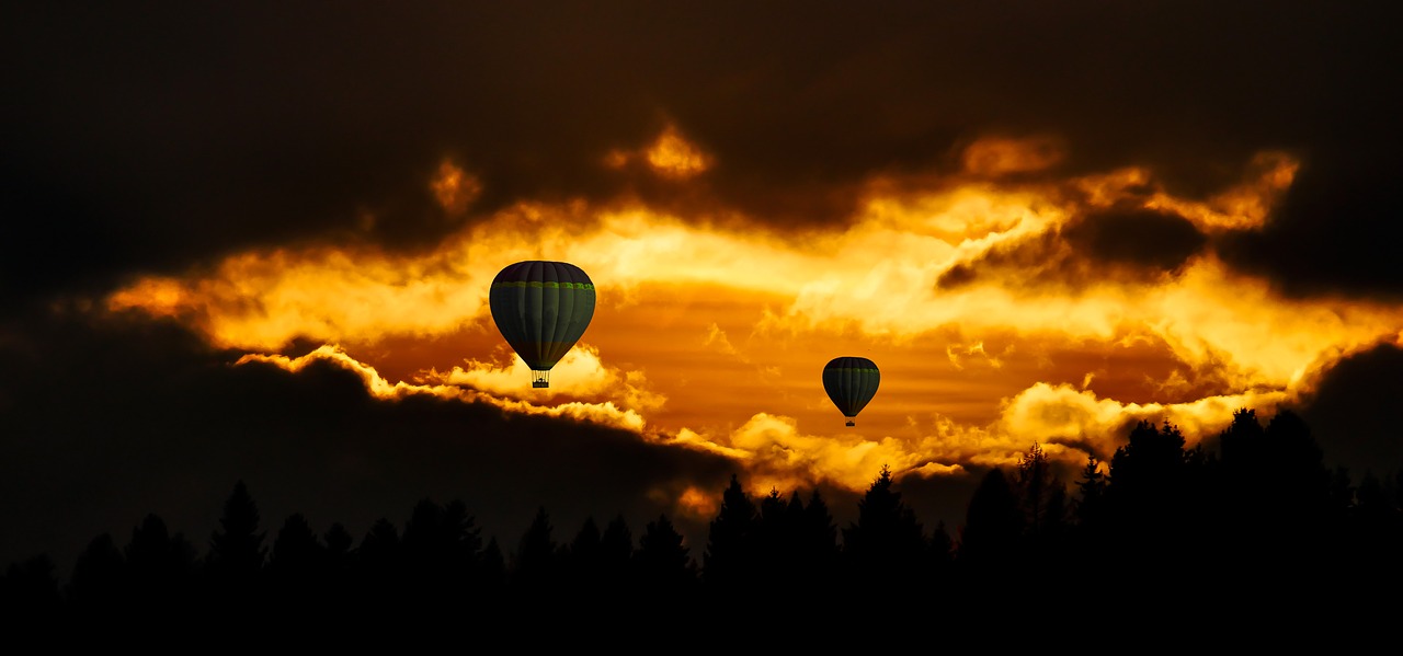 Deux ballons au coucher de soleil