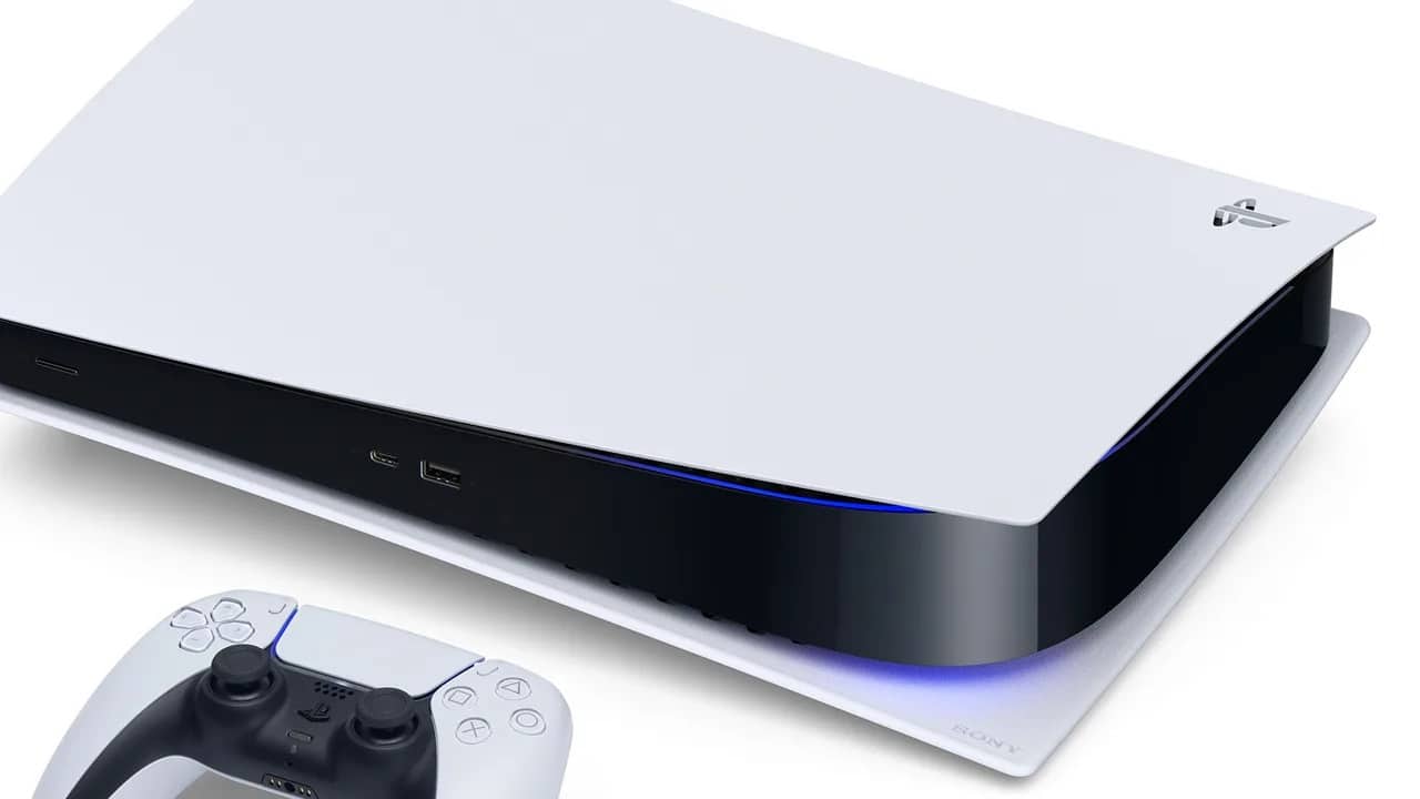 Une PlayStation 5 couchée à l'horizontale