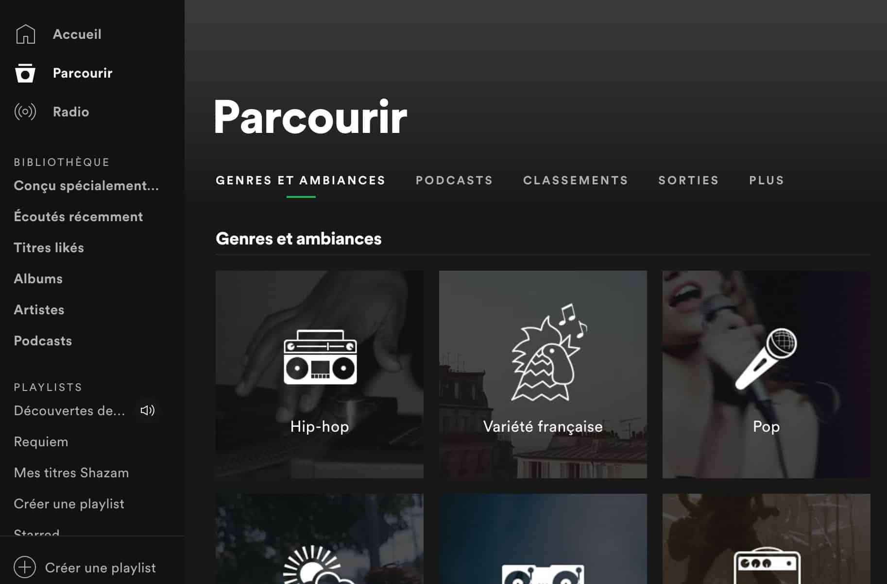Spotify, c'est aussi un catalogue avec plein de playlists