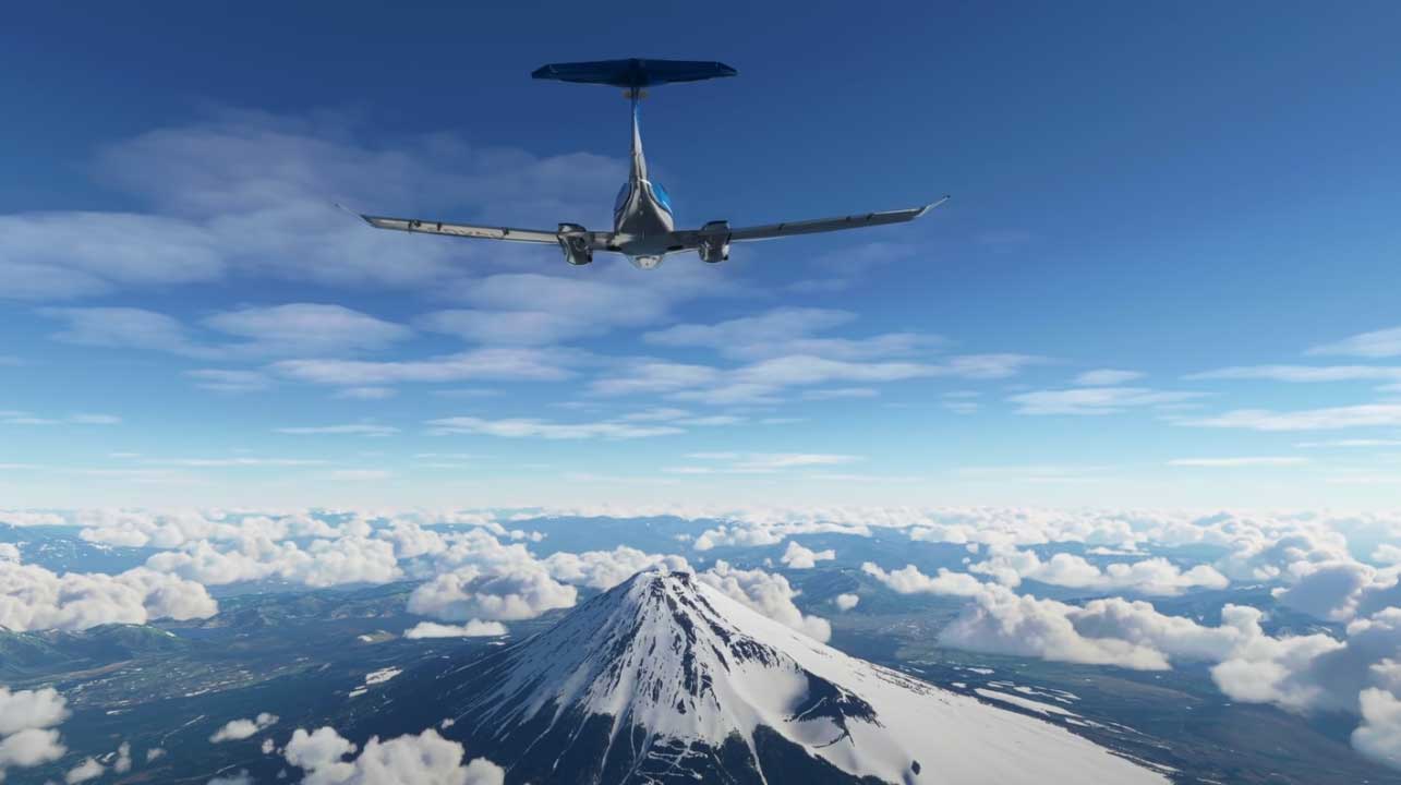 Flight Simulator, avec une scène se déroulant au-dessus du Mont Fuji