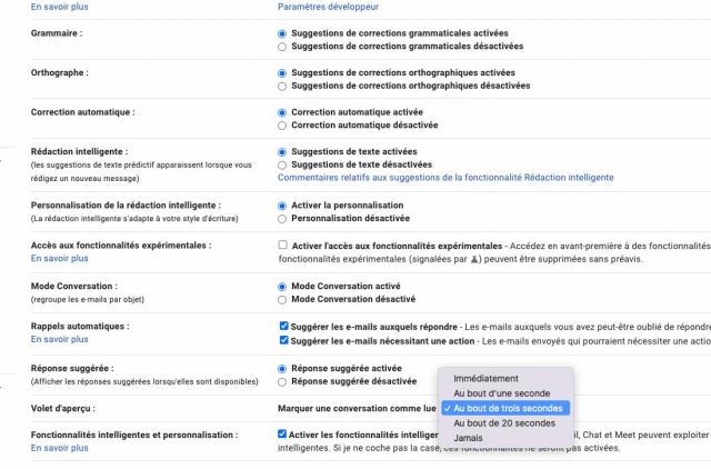 Avec Gmail, vous pouvez indiquer le délai au bout duquel un message devient lu