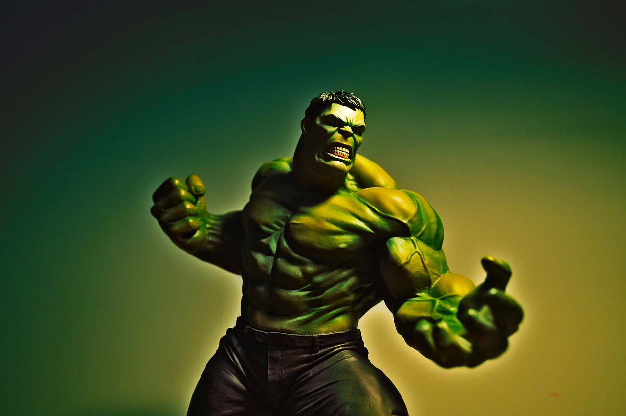 Une figurine de Hulk, un personnage de l'écurie Marvel