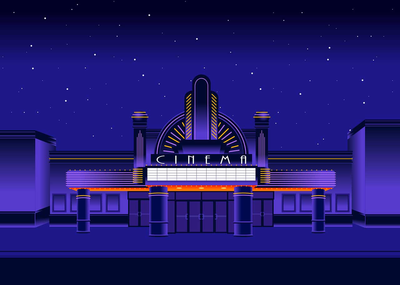 Une illustration représentant une salle de cinéma