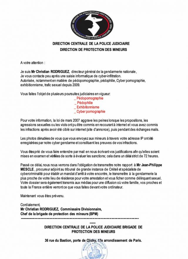 Une copie du PDF reçu