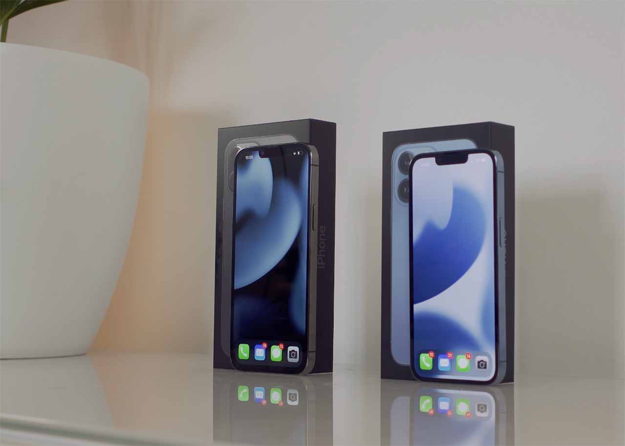 Les iPhone 13 Pro et iPhone 13 Pro Max de face