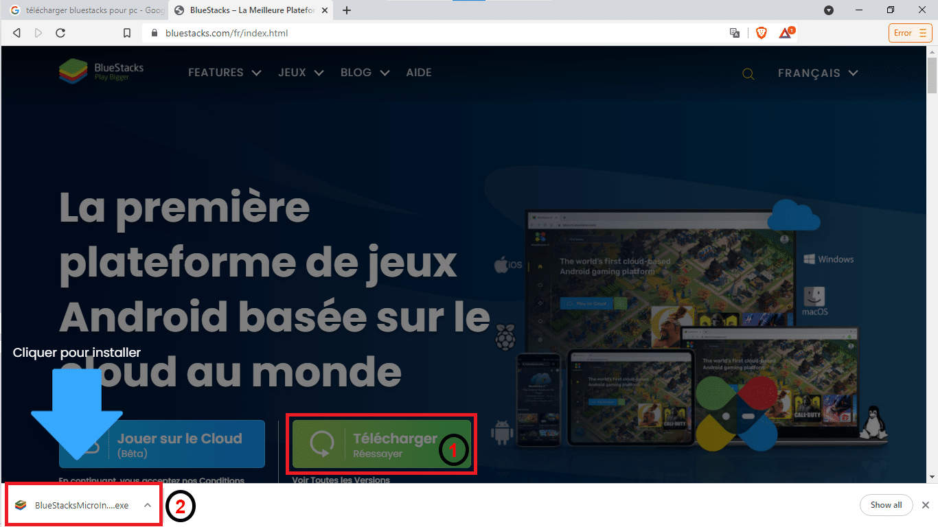 Téléchargement de BlueStacks