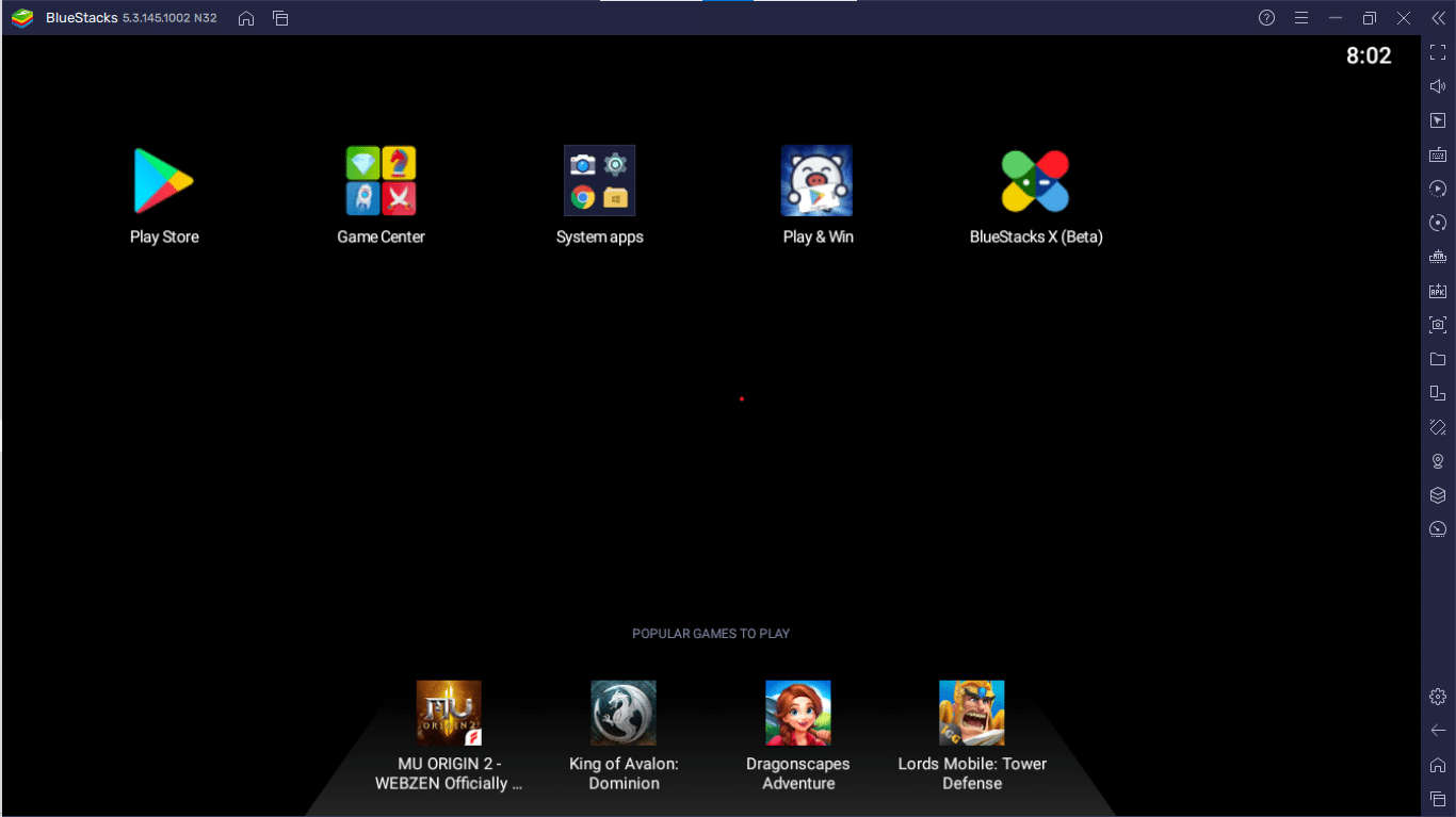 Interface graphique de BlueStacks