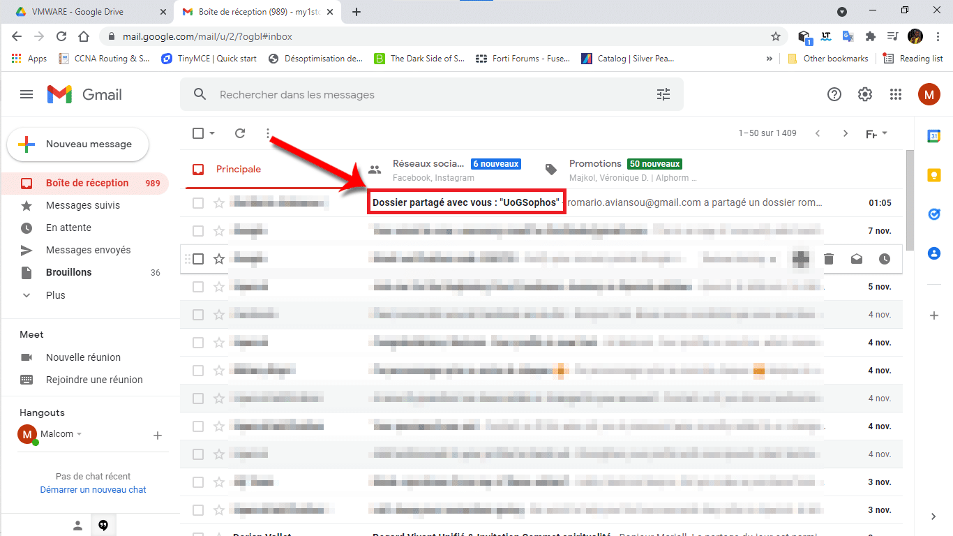 Mail de confirmation de partage