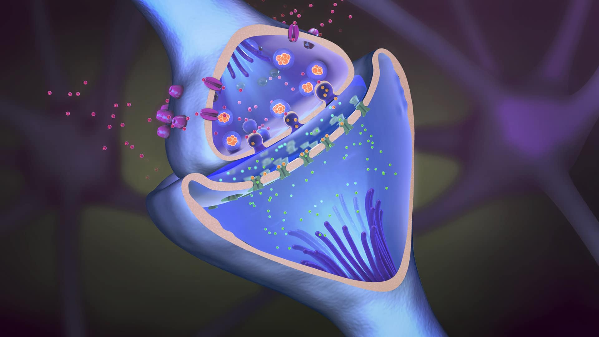 Illustration 3d d'une connexion neuronale