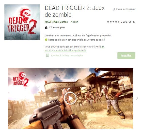 DEAD TRIGGER Jeu FPS Android