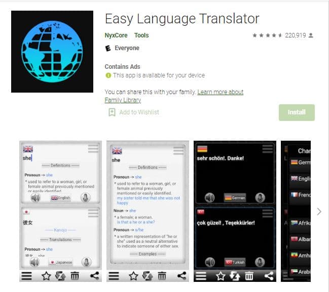 Easy Langage translator